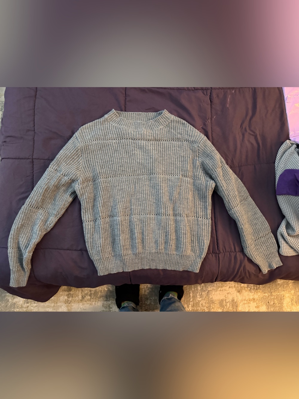Women’s Gray Knit Sweater - Classic Crewneck